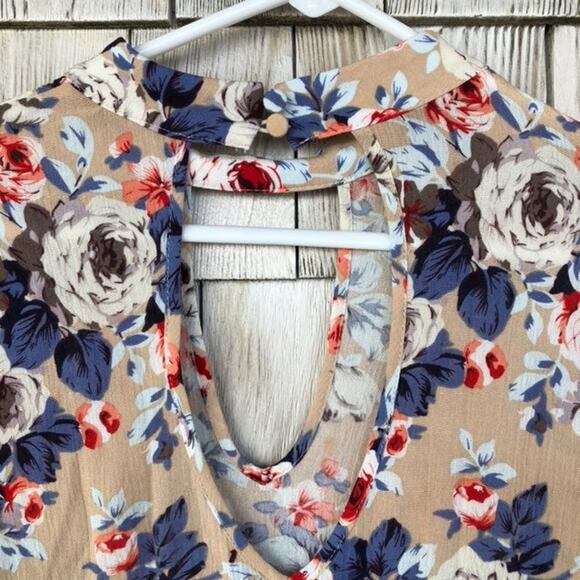 Altar’d State Long Sleeved Floral Blouse Tan Blue Red Women's Small - Picture 7 of 7